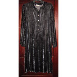 Sahara London S Black Velvet Midi Dress Goth Steampunk Viscose Silk Popover Long